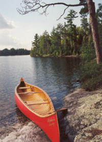 canoe on rocks