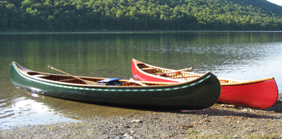 canoes on shore
